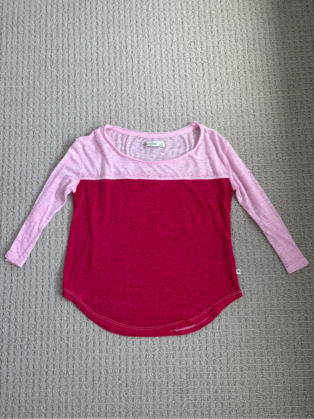 abercrombie kids Two-Tone Pink Long Sleeve Tee